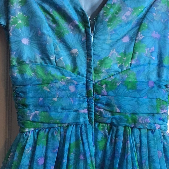 Vintage 1950s formal blue floral dress size 9 in excellent condition - Picture 9 of 12